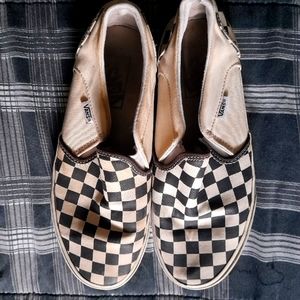 Checkered Vans slip on size 7.5